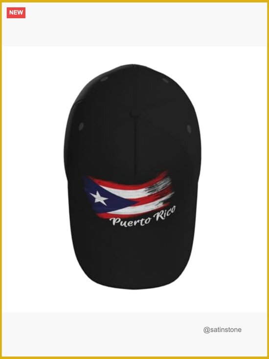 Puerto Rico Flag Baseball Cap - Adjustable Strapback, Polyester Twill